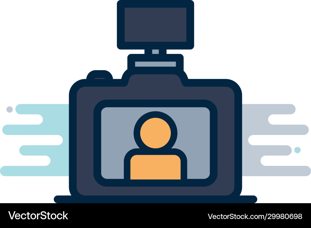 Camera device with flash line fill block style Vector Image