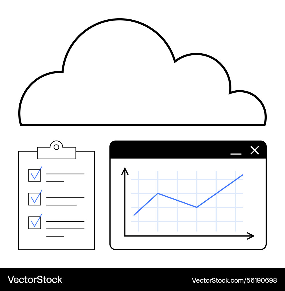 Cloud storage concept with checklist and data Vector Image