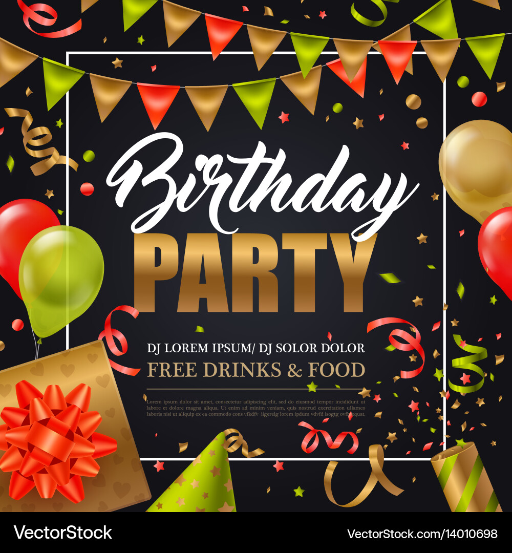 Colorful Birthday Party Poster vector image