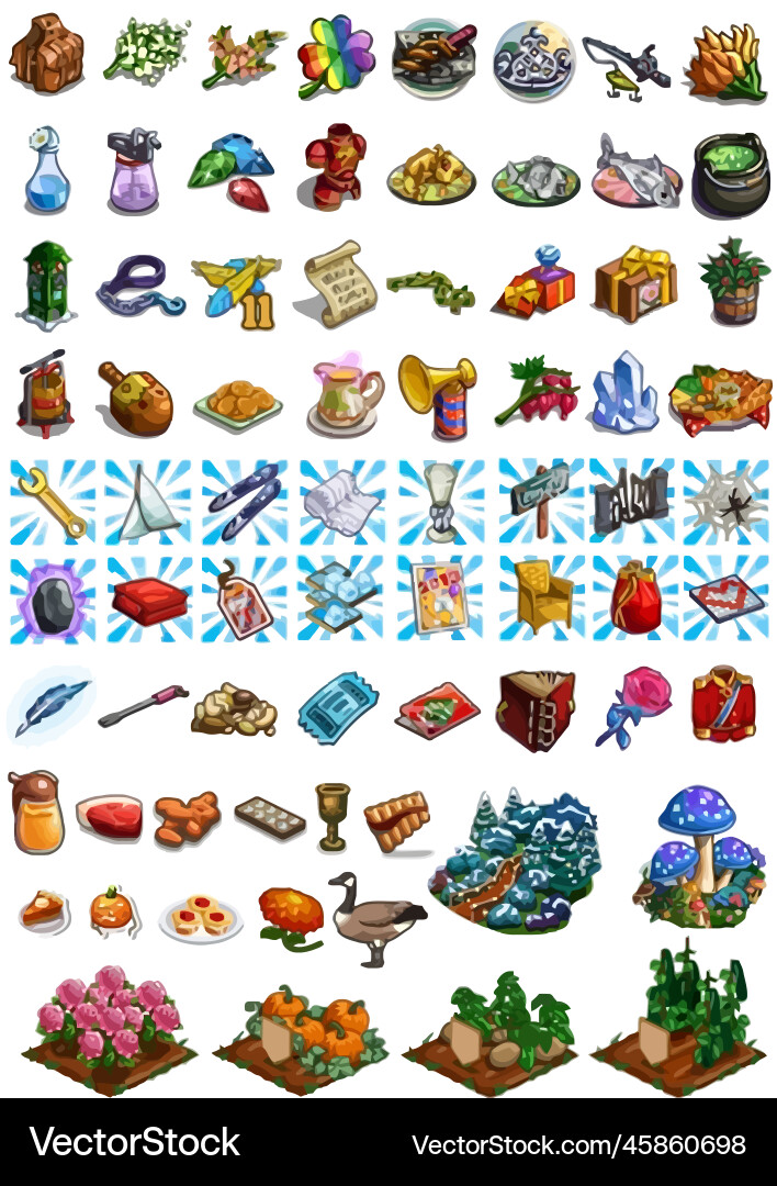 Complete set of level button game ui pop-up icon vector image