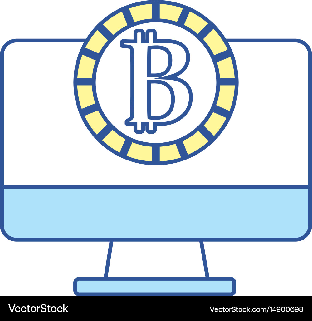 Computer technology with bitcoin currency inside vector image
