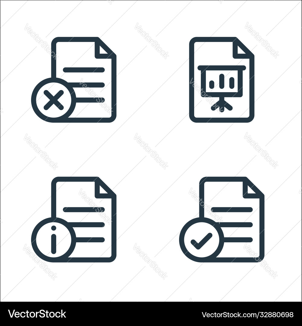 Dokumenten- und Dateizeile Icons linear set Qualität vektorbild
