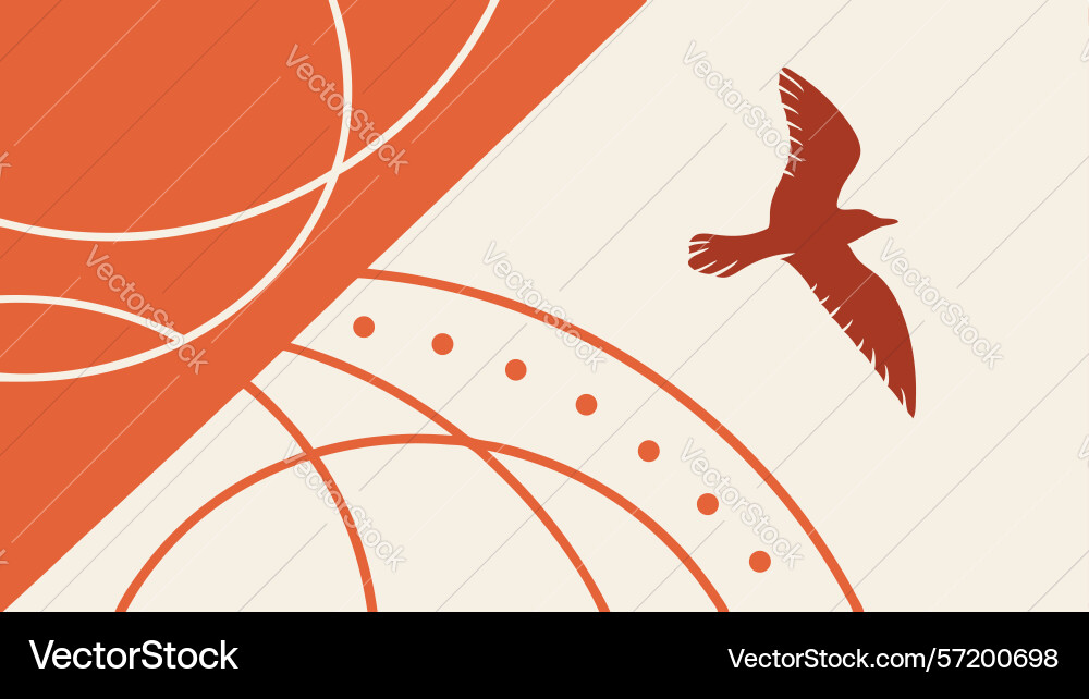 Dynamic bird in flight over abstract wavy lines vector image