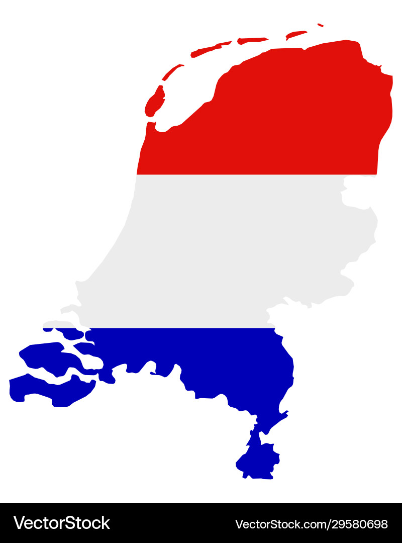 Flag in map netherlands vector image