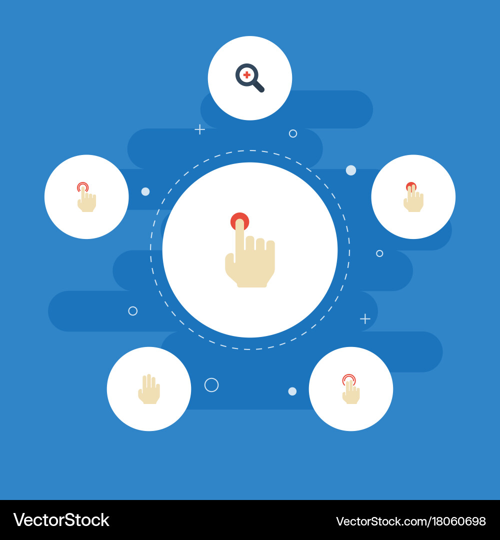 Flat icons double click gesture hold and other vector image