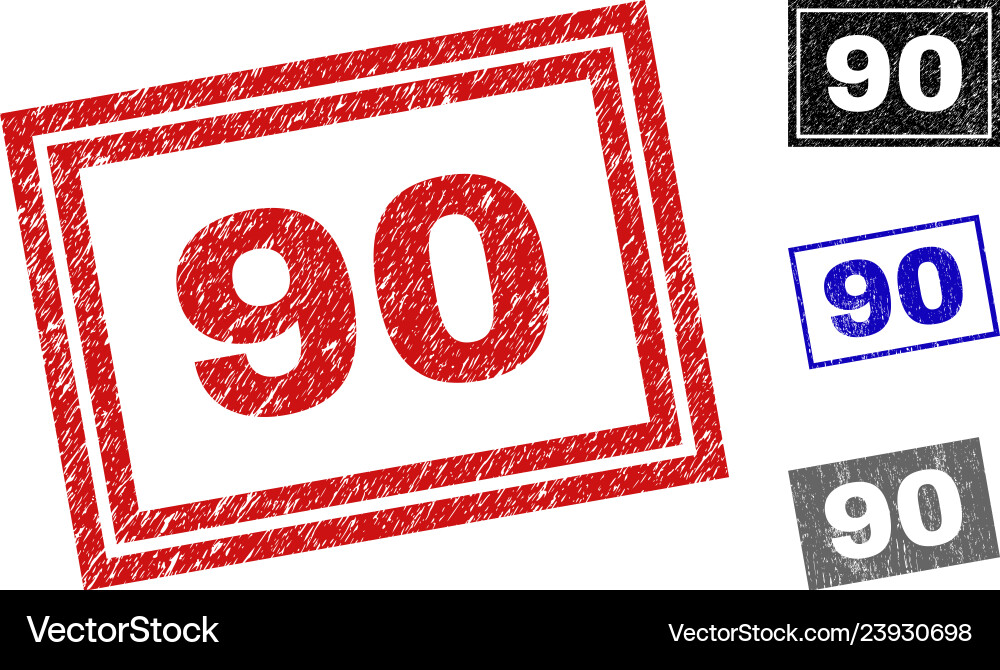 Grunge 90 scratched rectangle stamp seals Grunge 90 scratched rectangle stamp seals vector image