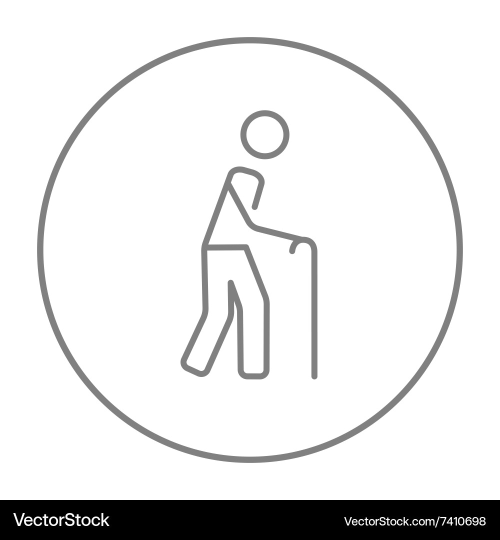 Man with cane line icon vector image
