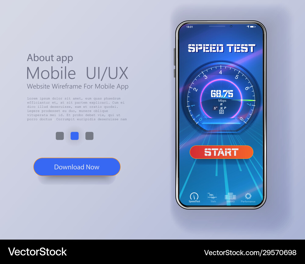 Mobile Internet Speed Test UI Vector Image