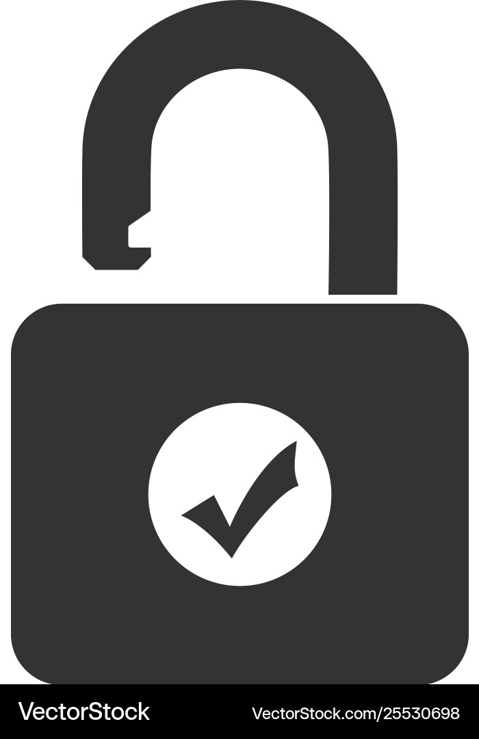 Open padlock and check mark icon isolated Open padlock and check mark icon isolated vector image