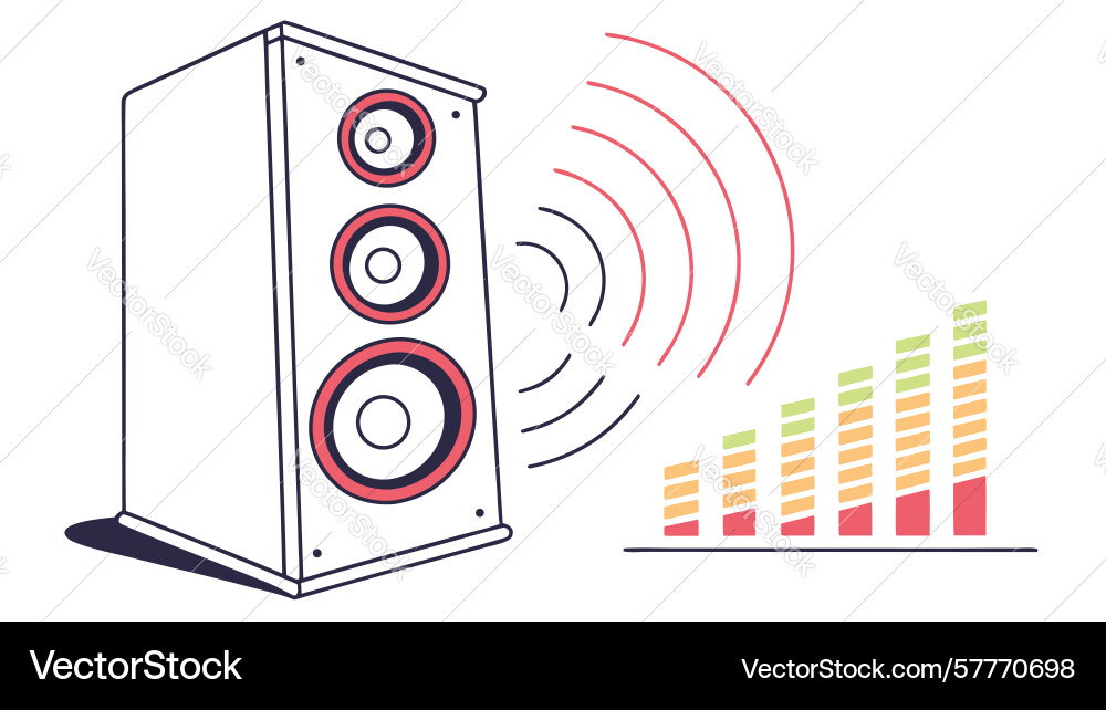Powerful speaker with dynamic audio equalizer vector image