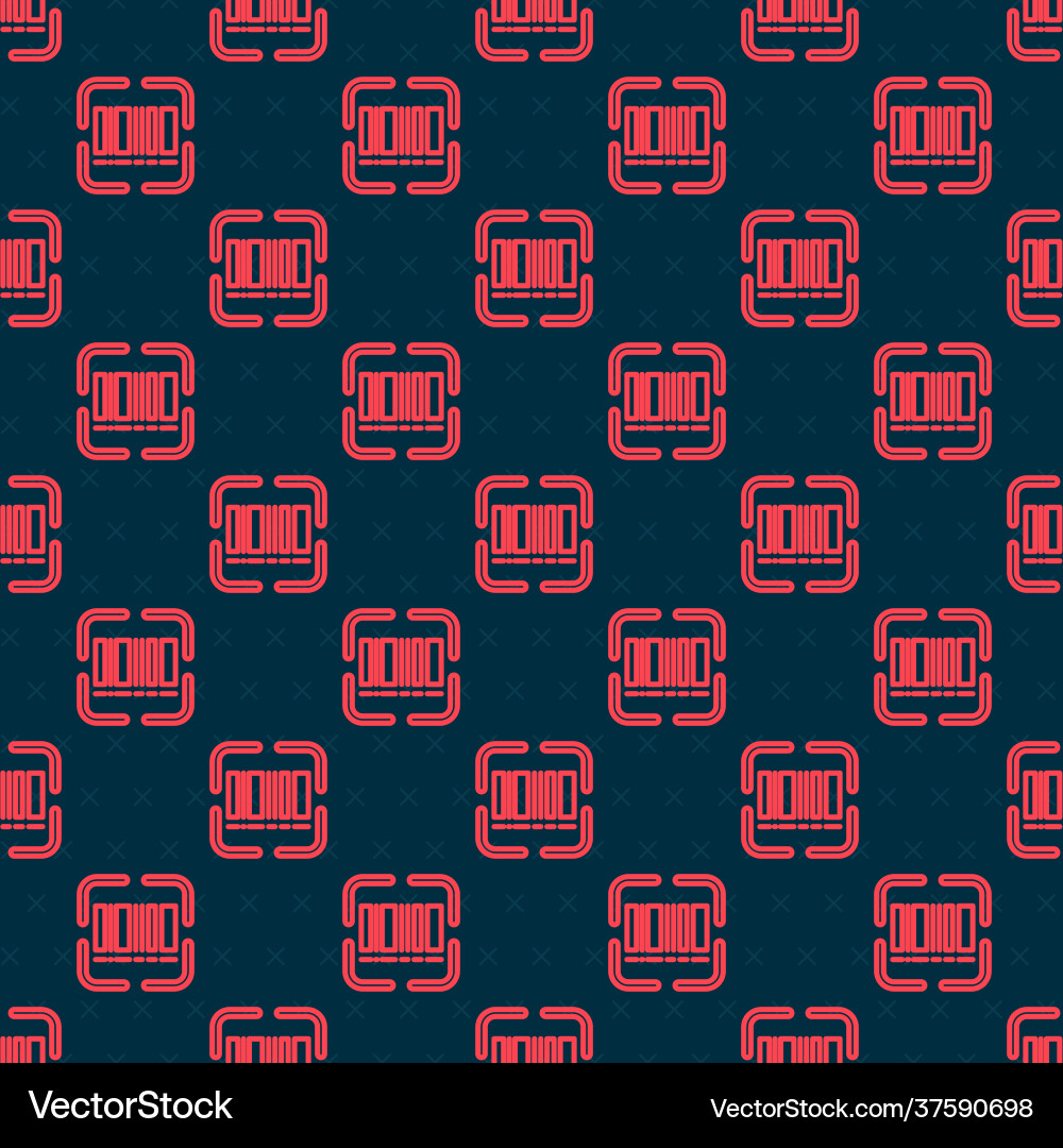Red line scanner scanning bar code icon isolated Vector Image