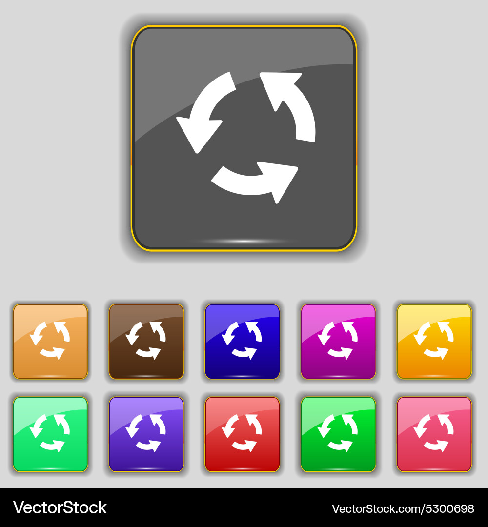 Refresh icon sign set with eleven colored buttons Vector Image