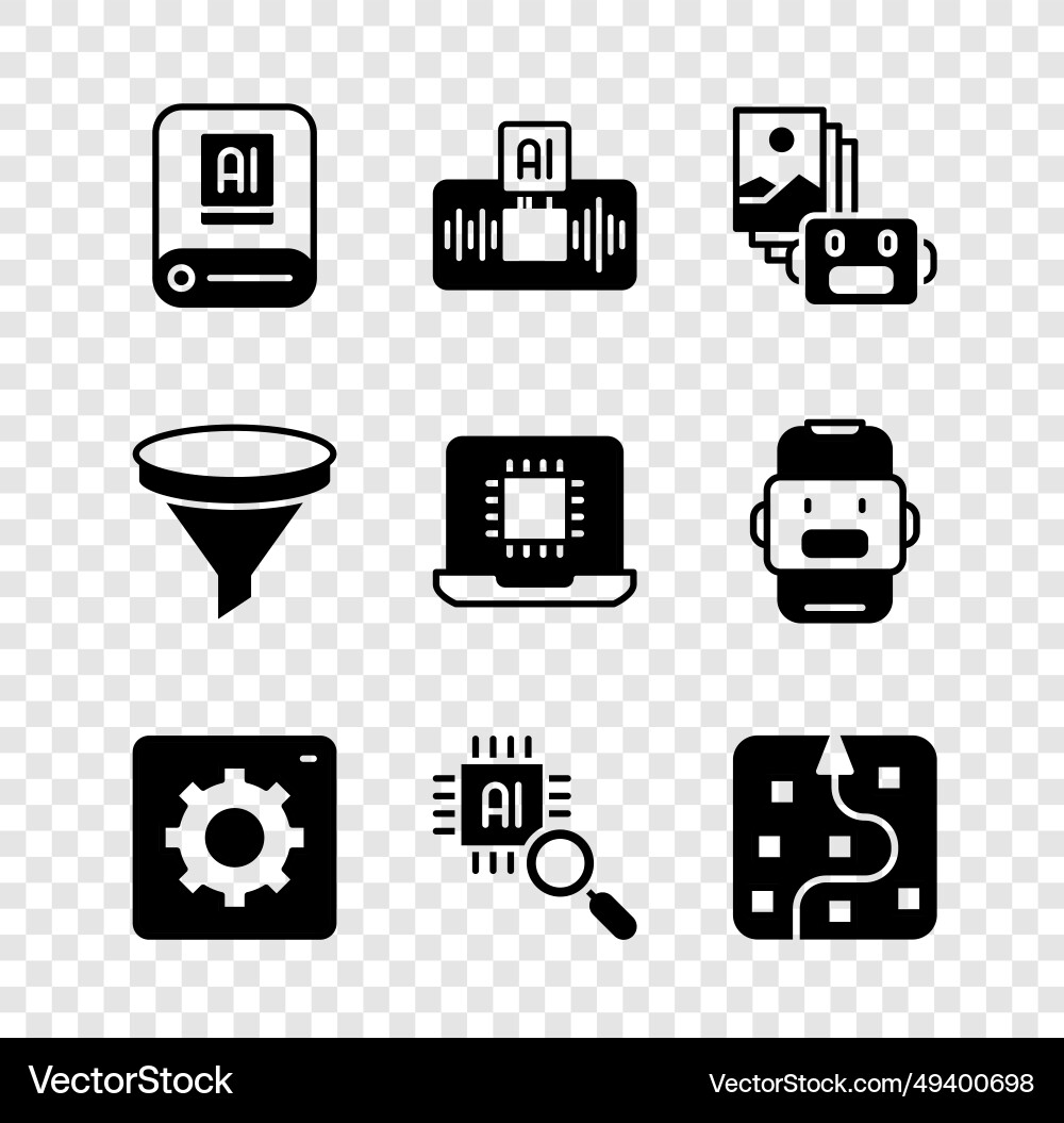 Set künstliche Intelligenz ai Roboter Computer api vektorbild