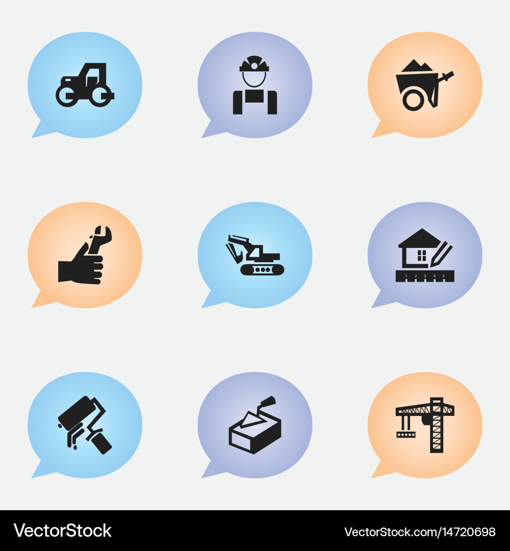 Set of 9 editable building icons includes symbols Vector Image