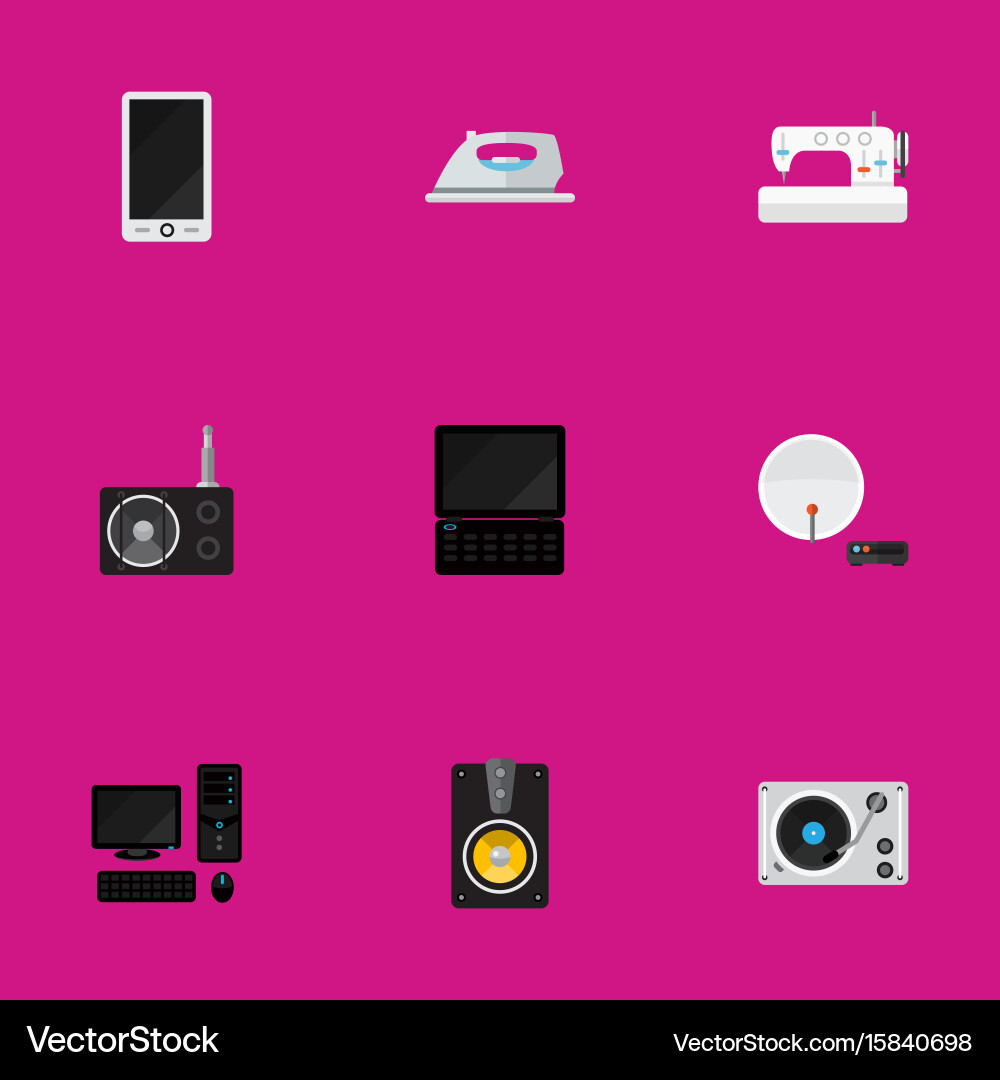 Set of 9 editable tech icons includes symbols vector image