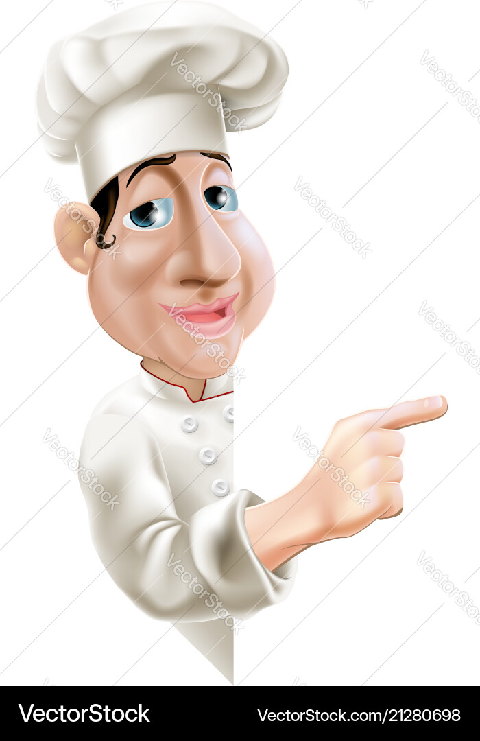 Smiling Chef Pointing Vector Image