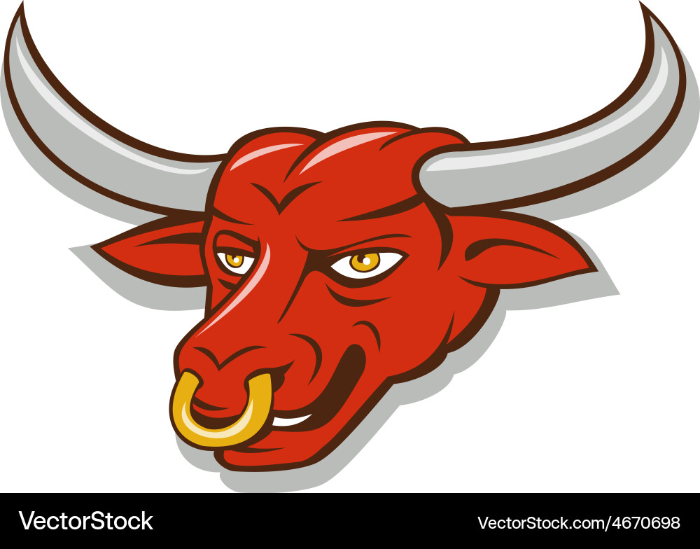 Texas longhorn red bull head cartoon vector image