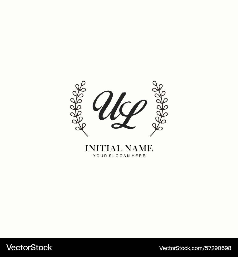 Ul initial logo templates with botanical elements Ul initial logo templates with botanical elements vector image