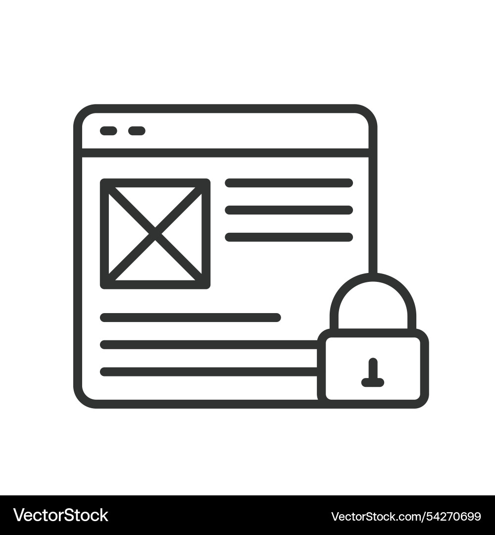 Blocked web page icon in line design vector image