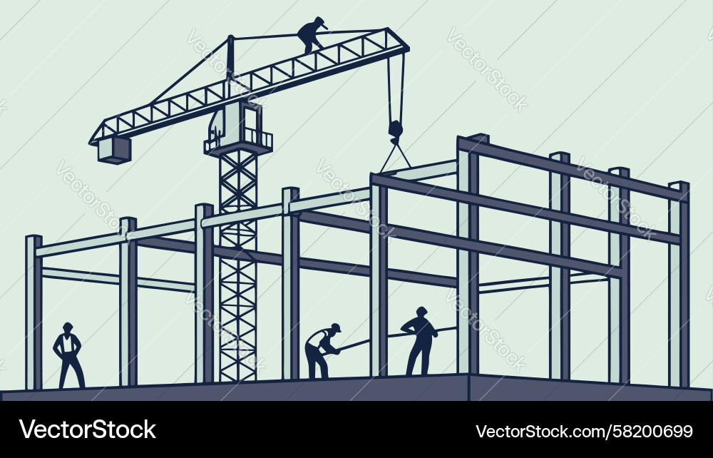 Building Framework Construction Vector Image