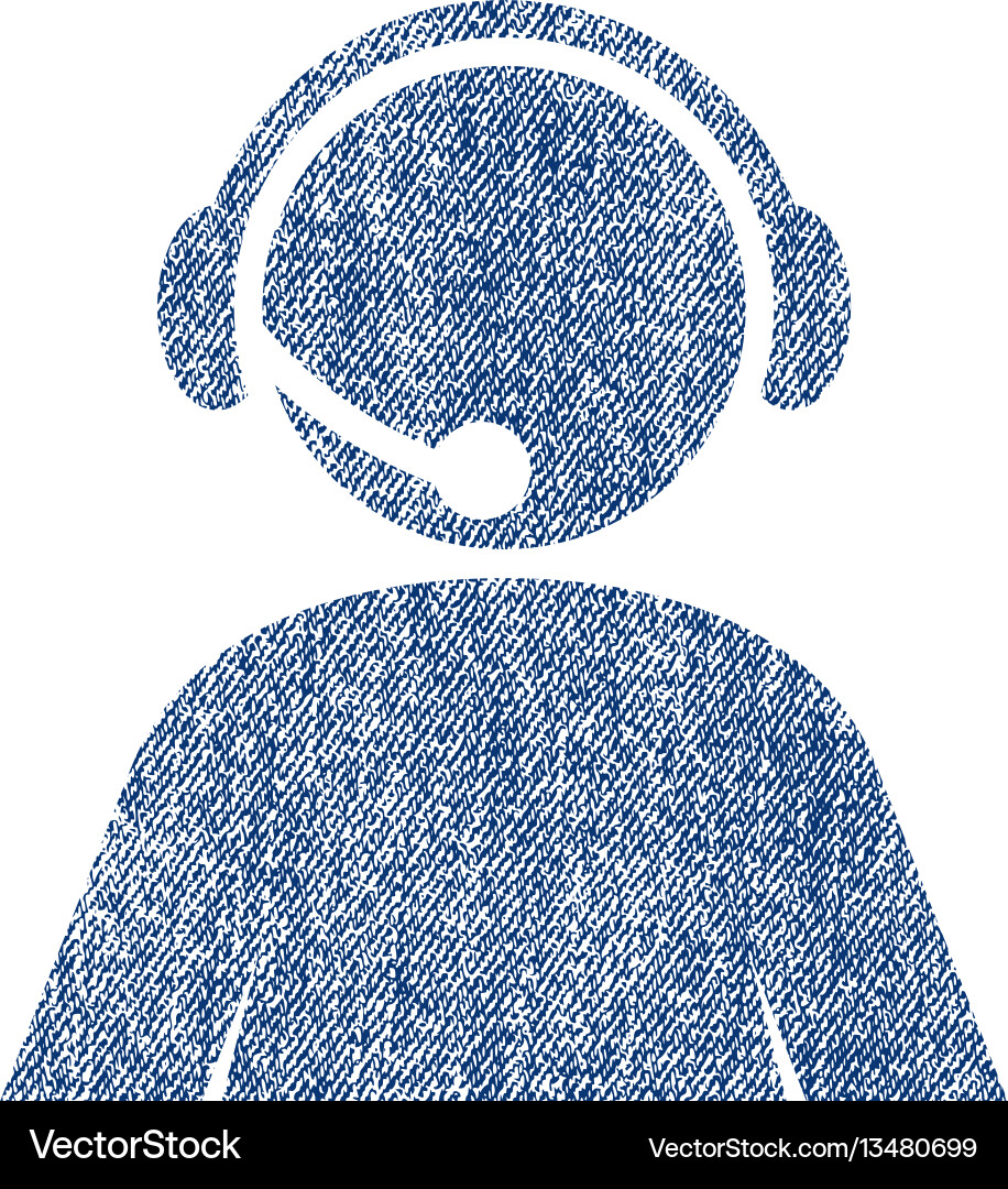 Call center operator fabric textured icon Vector Image