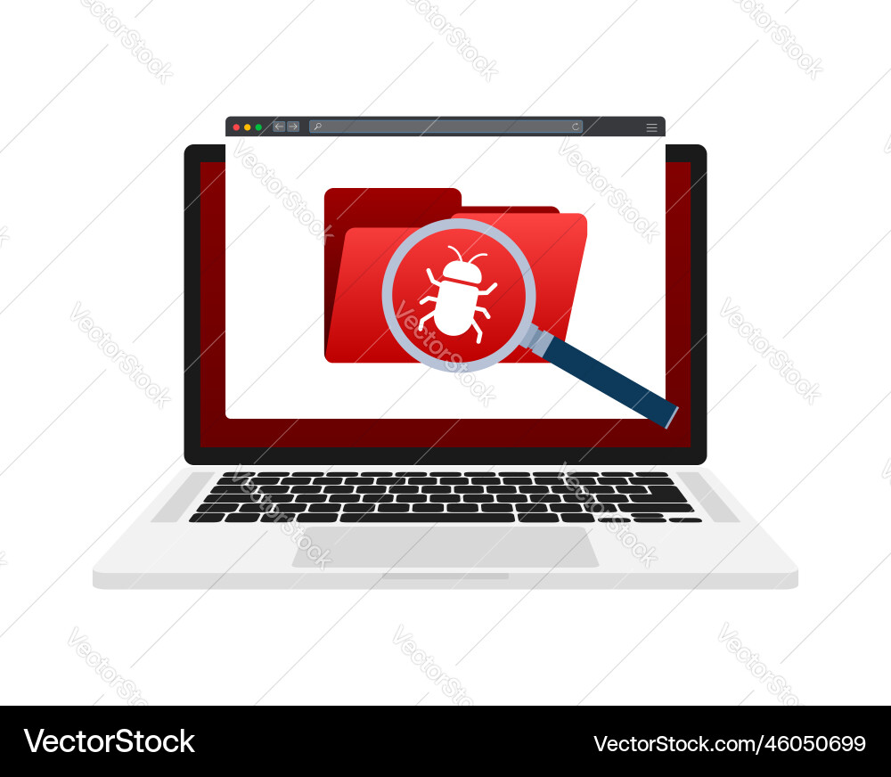 Computer-Virus-Erkennung Suche Fehler Daten Vektorbild