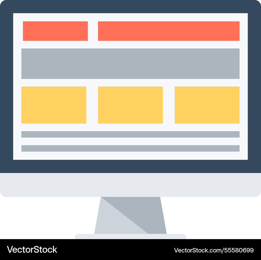 Desktop computer flat web icon Desktop computer flat web icon vector image