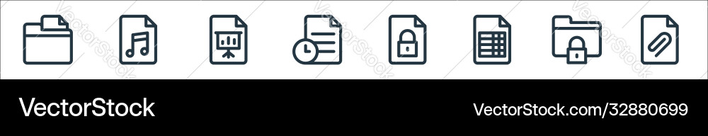 Document and files line icons linear set quality Document and files line icons linear set quality vector image