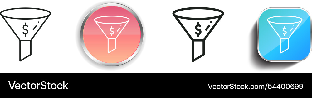 Funnel icon thin linear regular and button style vector image