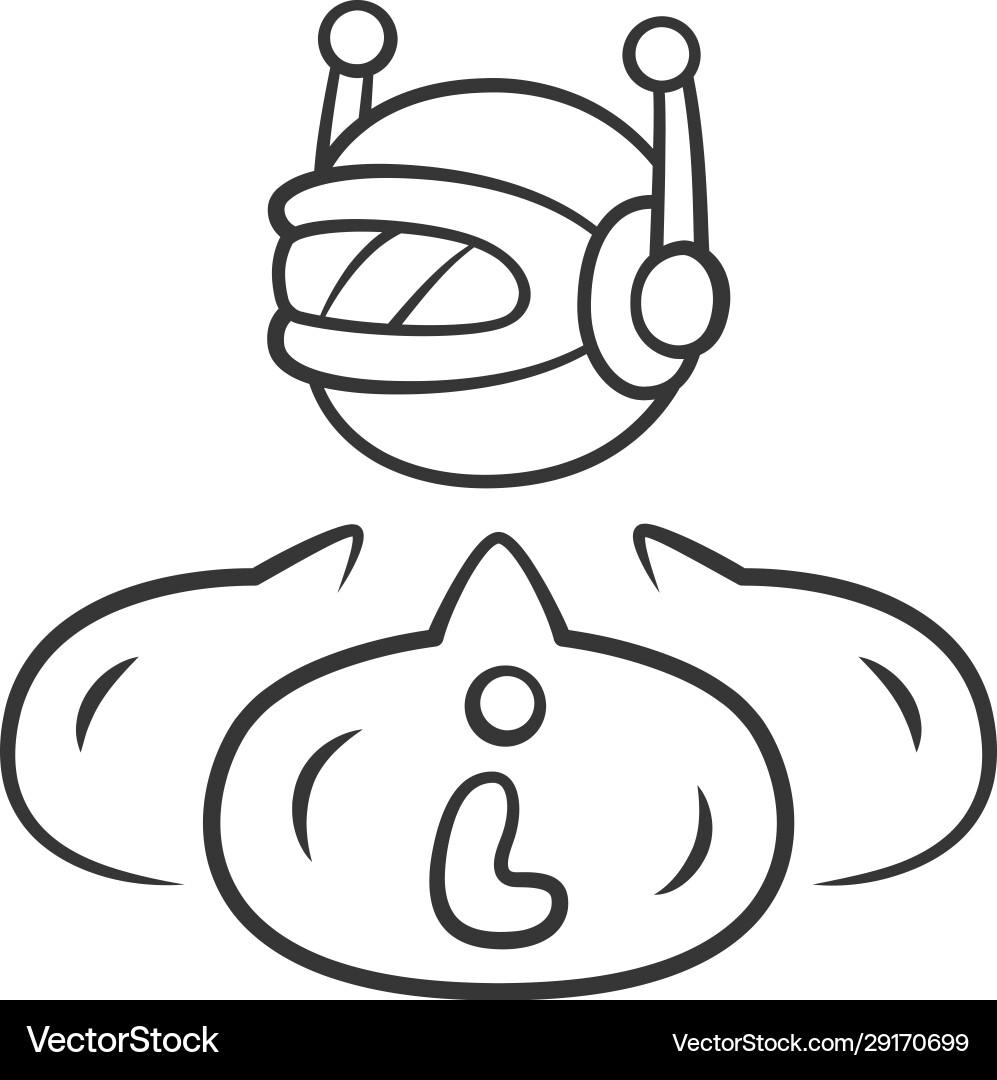 Informational bot linear icon robot virtual Informational bot linear icon robot virtual Vector Image