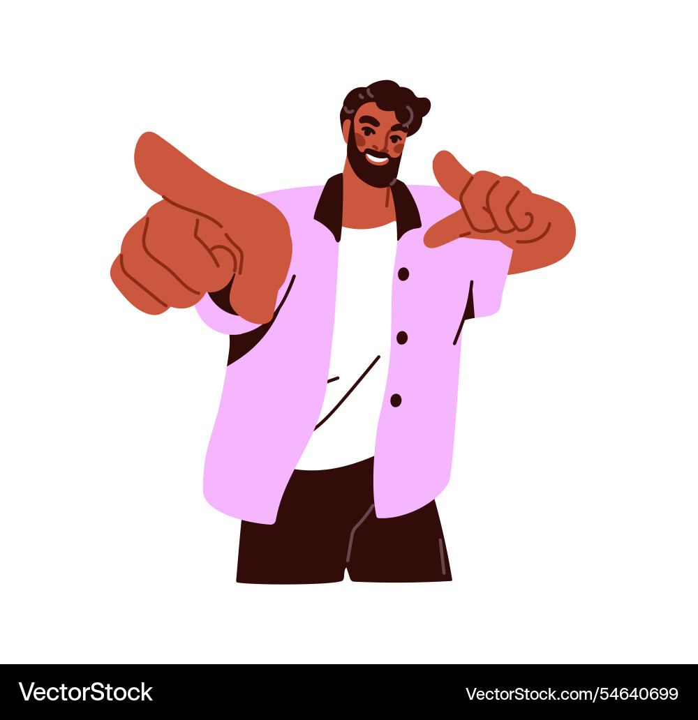 Man pointing forward choosing you happy smiling Man pointing forward choosing you happy smiling vector image