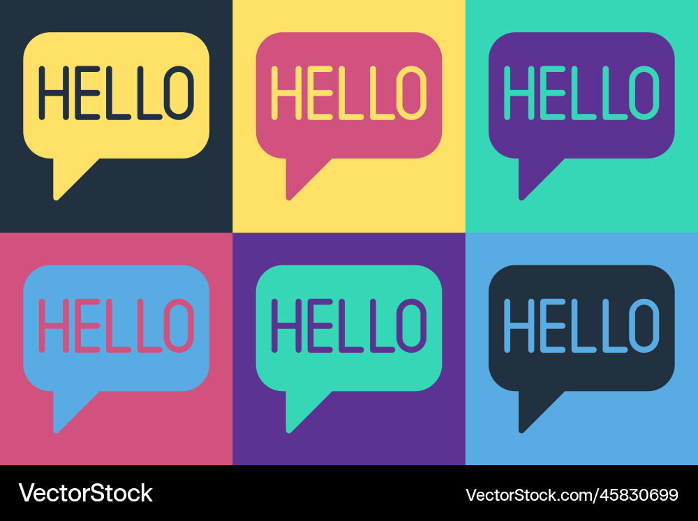 Pop art hello in different languages icon isolated Pop art hello in different languages icon isolated vector image