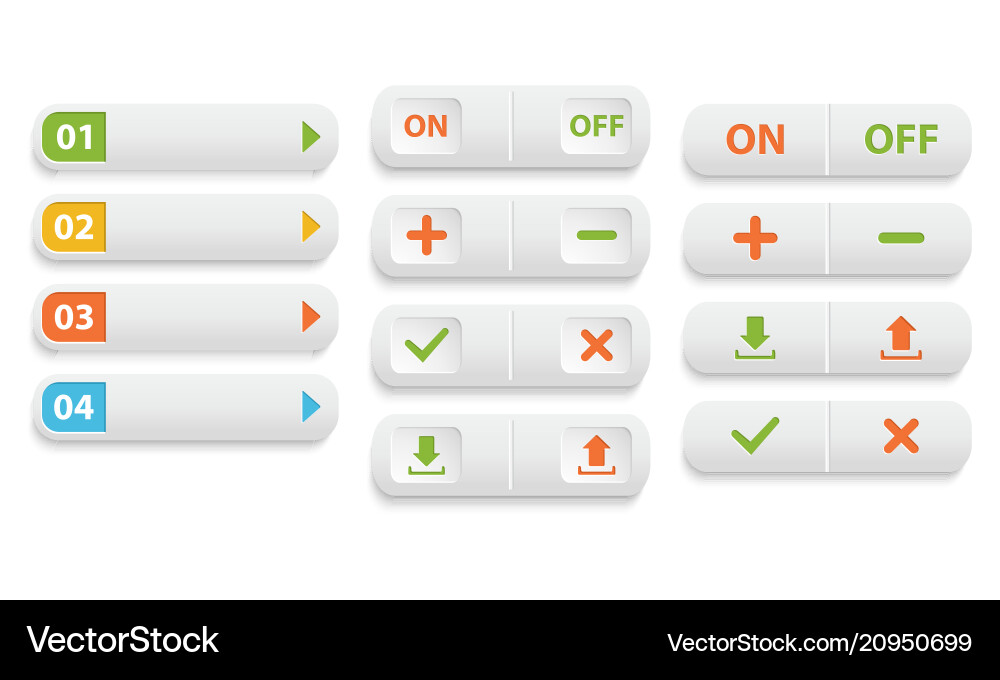 Realistic matted white color web buttons vector image