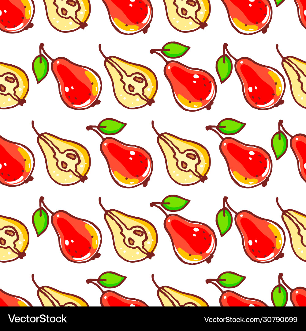 Seamless background with red pears Vector Image