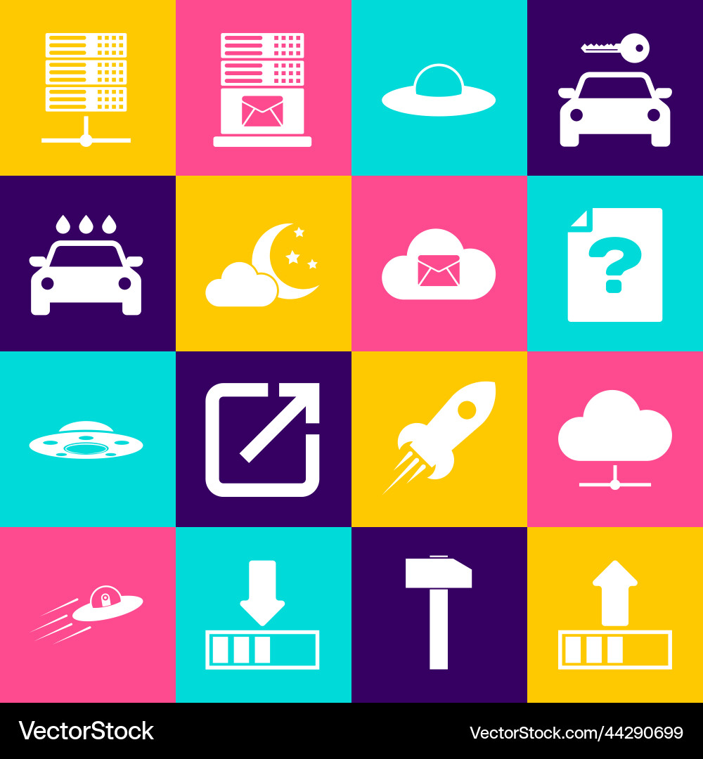 Set loading network cloud connection unknown Vector Image
