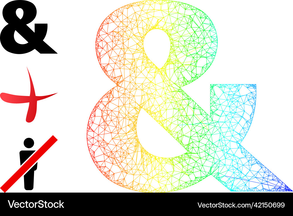 Spectral gradient net mesh ampersand symbol icon Vector Image