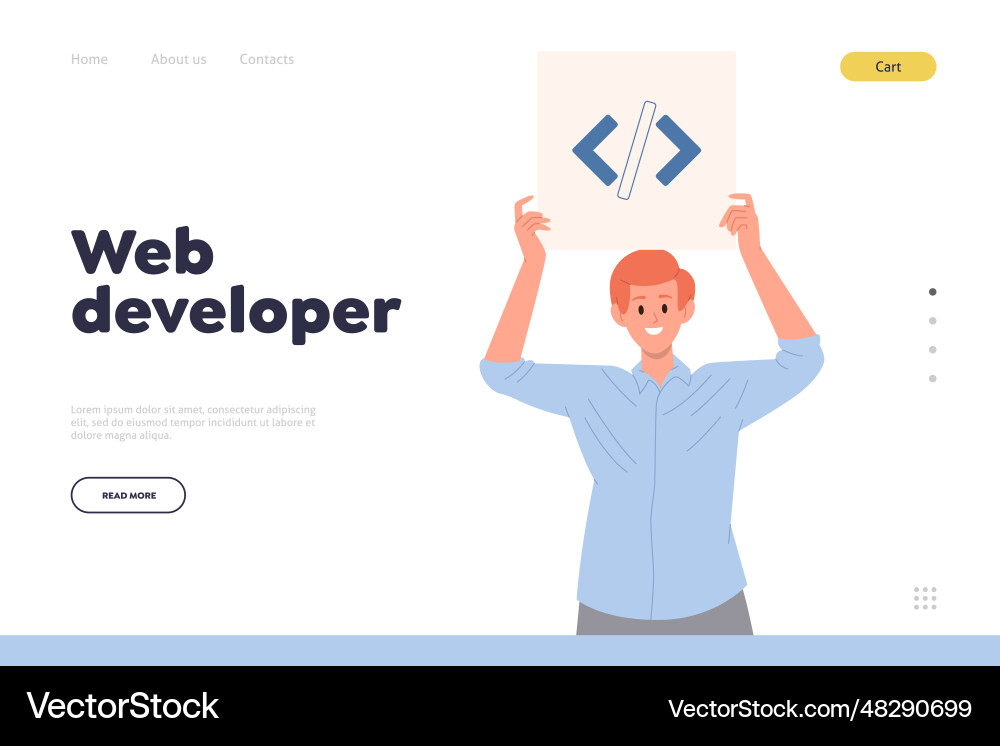 Web developer online service landing page template Web developer online service landing page template vector image