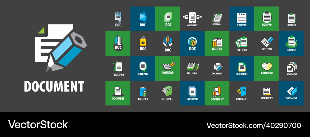 A set of icons with the image notepad vector image