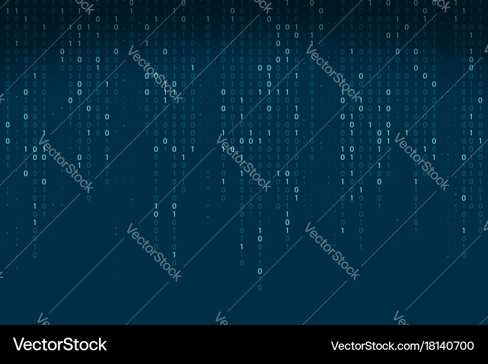Abstract binary code background falling streaming vector image
