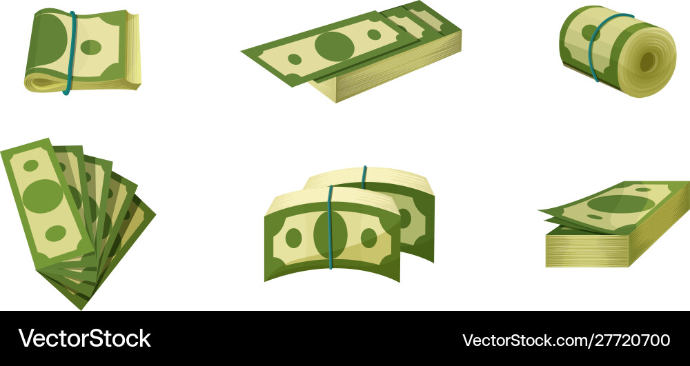 Bundle banknotes rolled and in stacks Vector Image