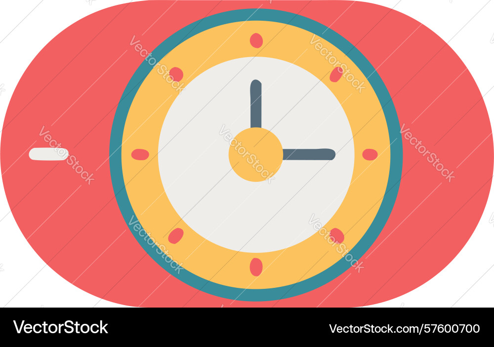Classic analog clock icon with red indicator hand vector image