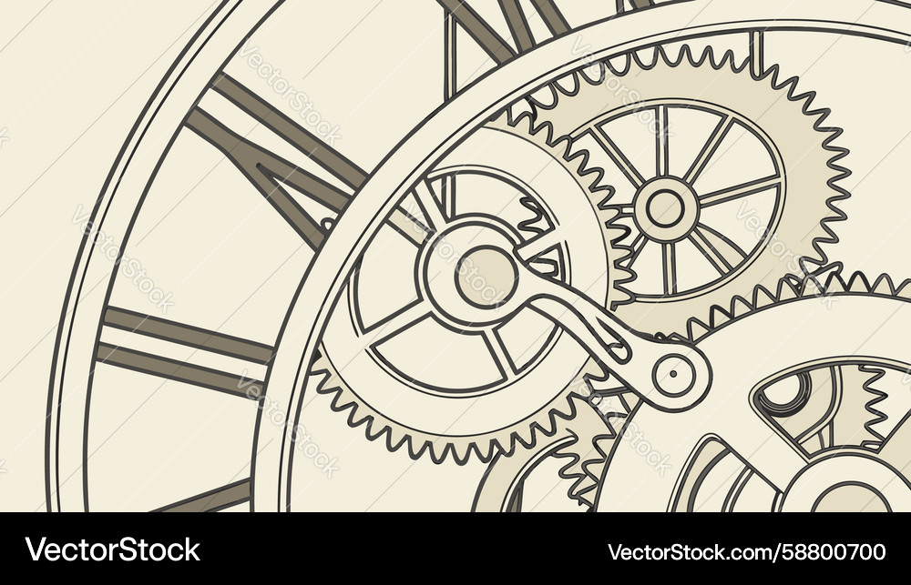 Clock face and visible gears design generative ai Vector Image