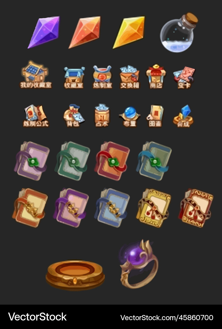 Complete set of level button game ui pop-up icon Vector Image