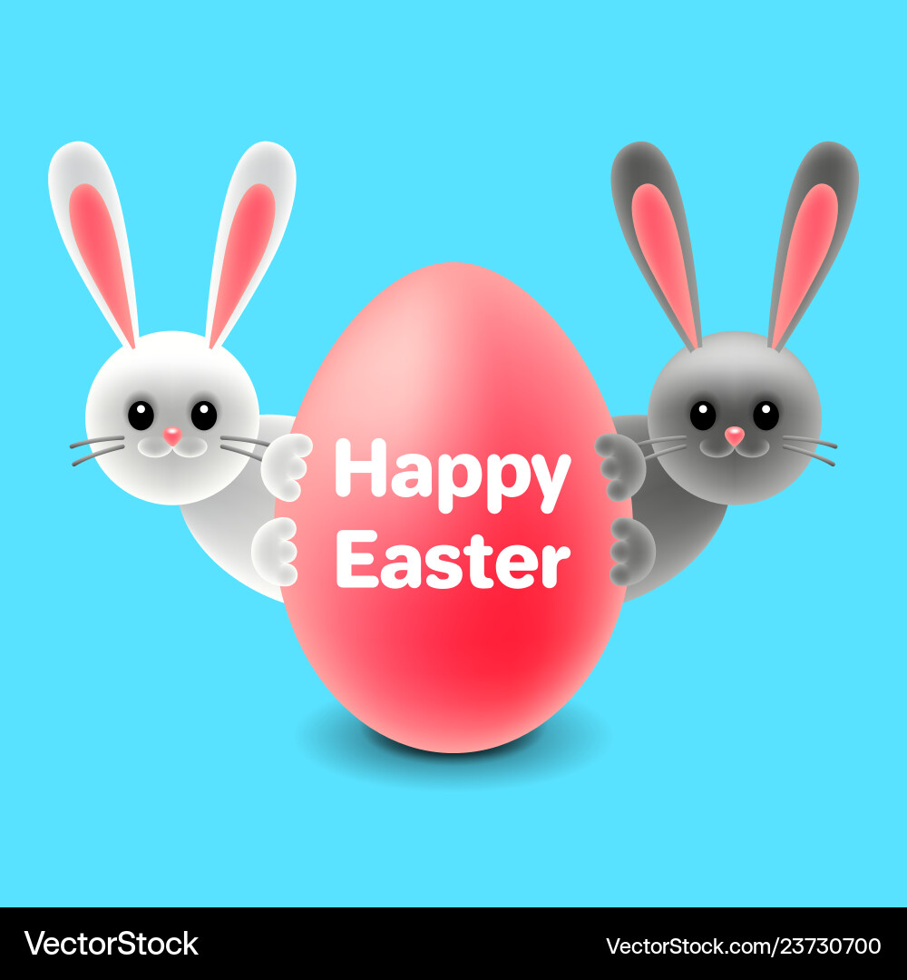 Cute Easter Rabbits with Egg Royalty Free Vector Image