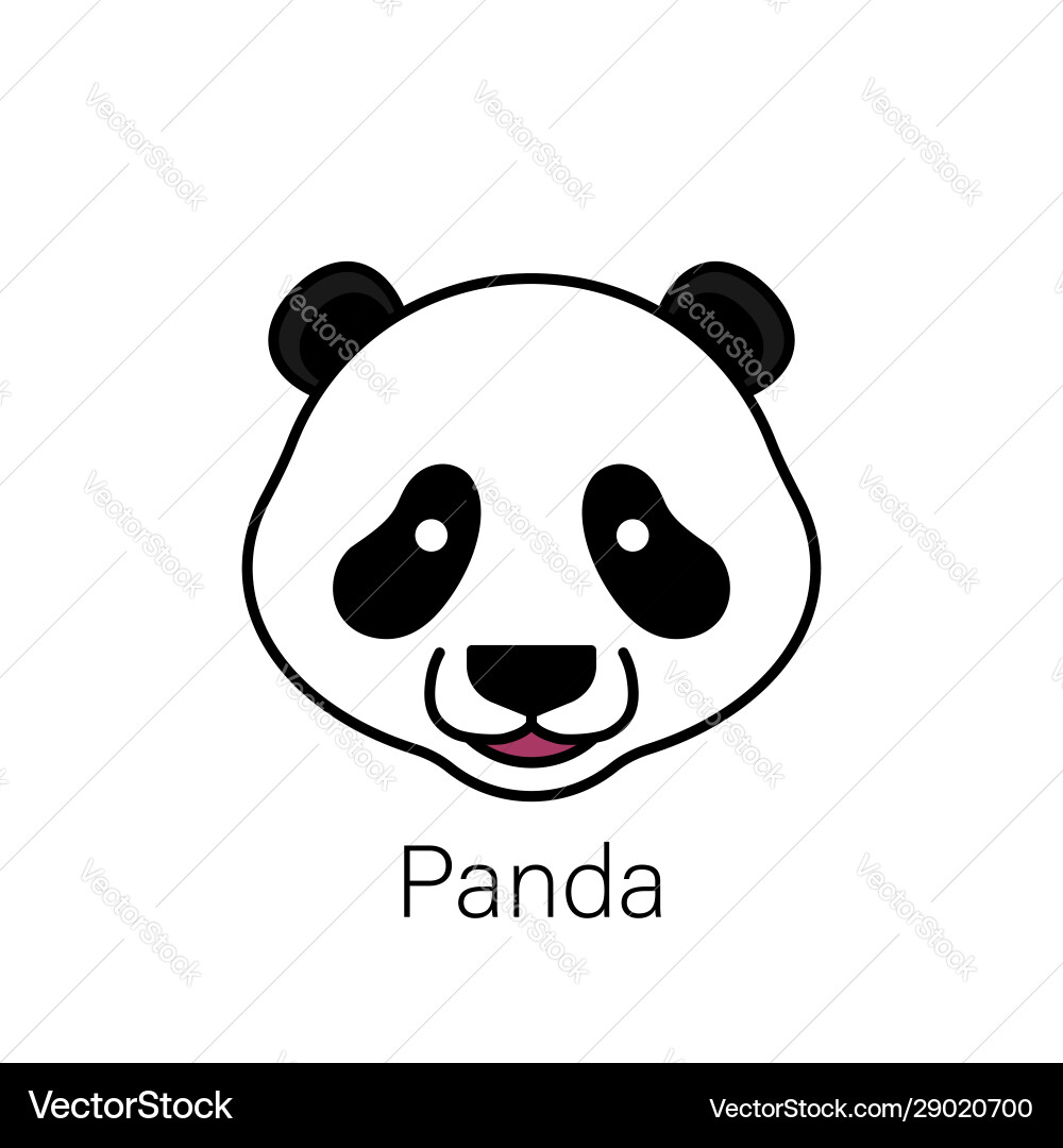 Cute panda face isolated on white background Vector Image