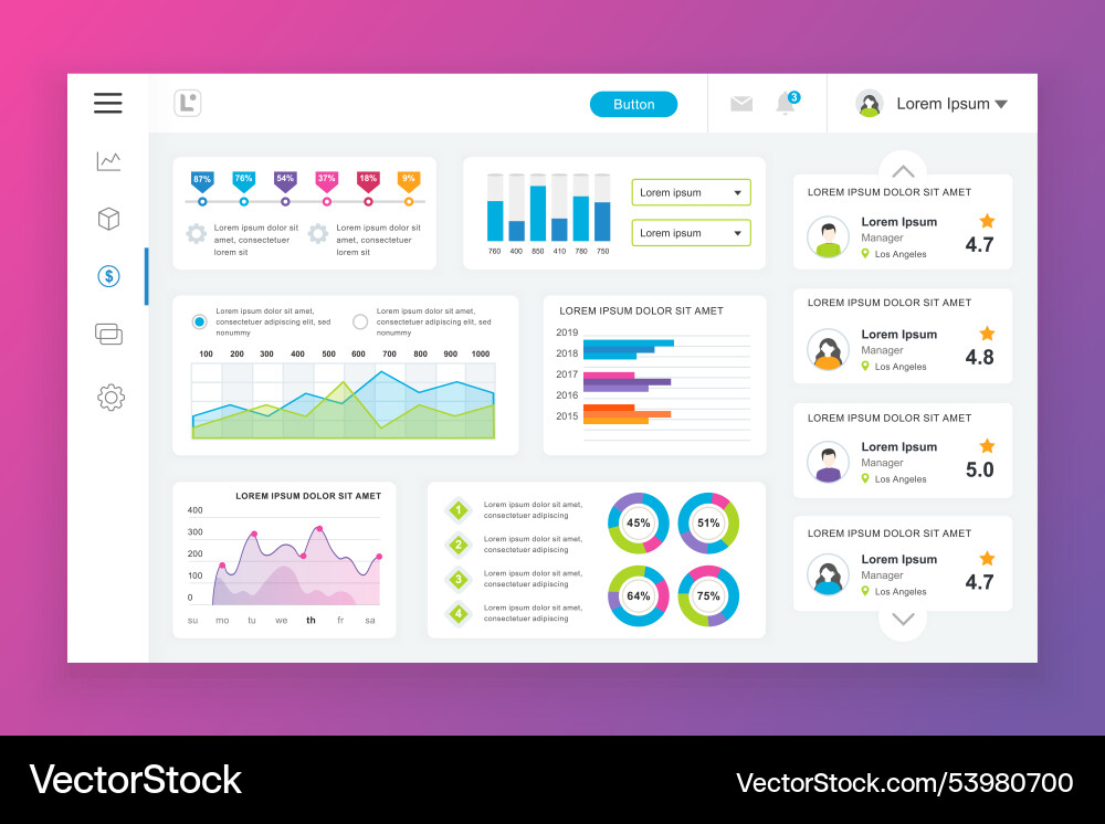 Dashboard admin panel design template Dashboard admin panel design template vector image