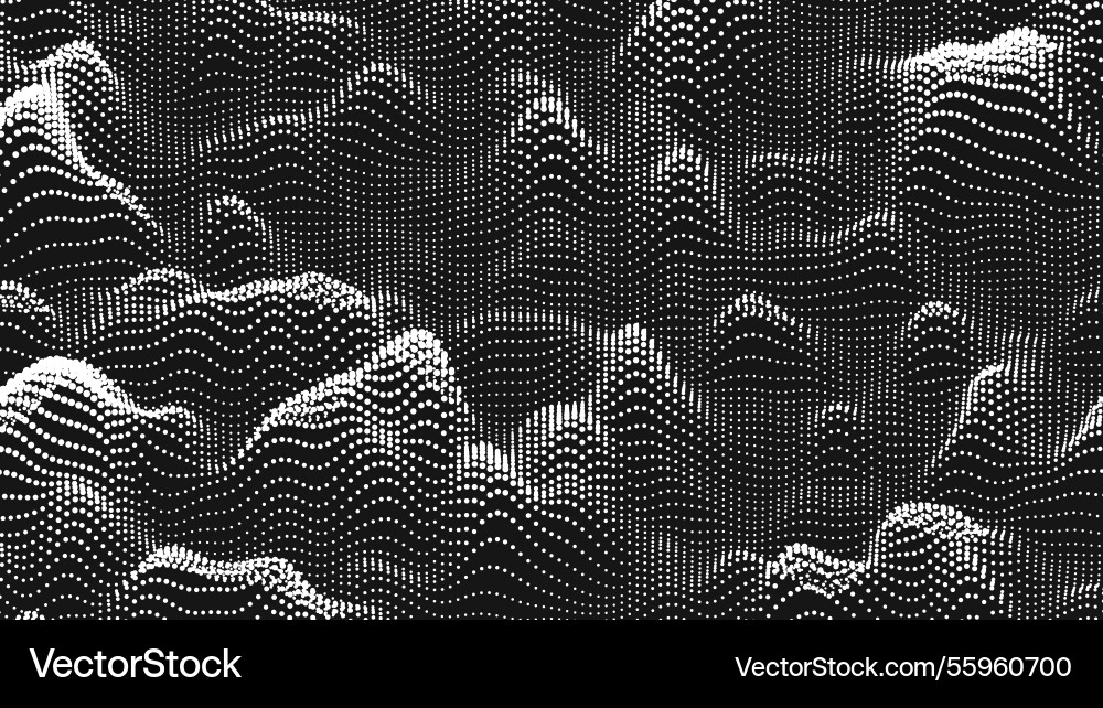 Dot Wave Texture - Abstract Cyber Background Vector Image