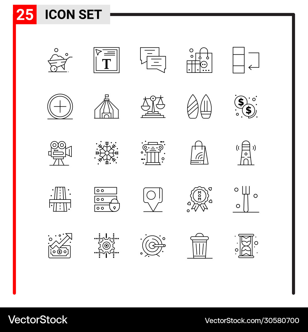 Editable line pack 25 simple lines add data vector image