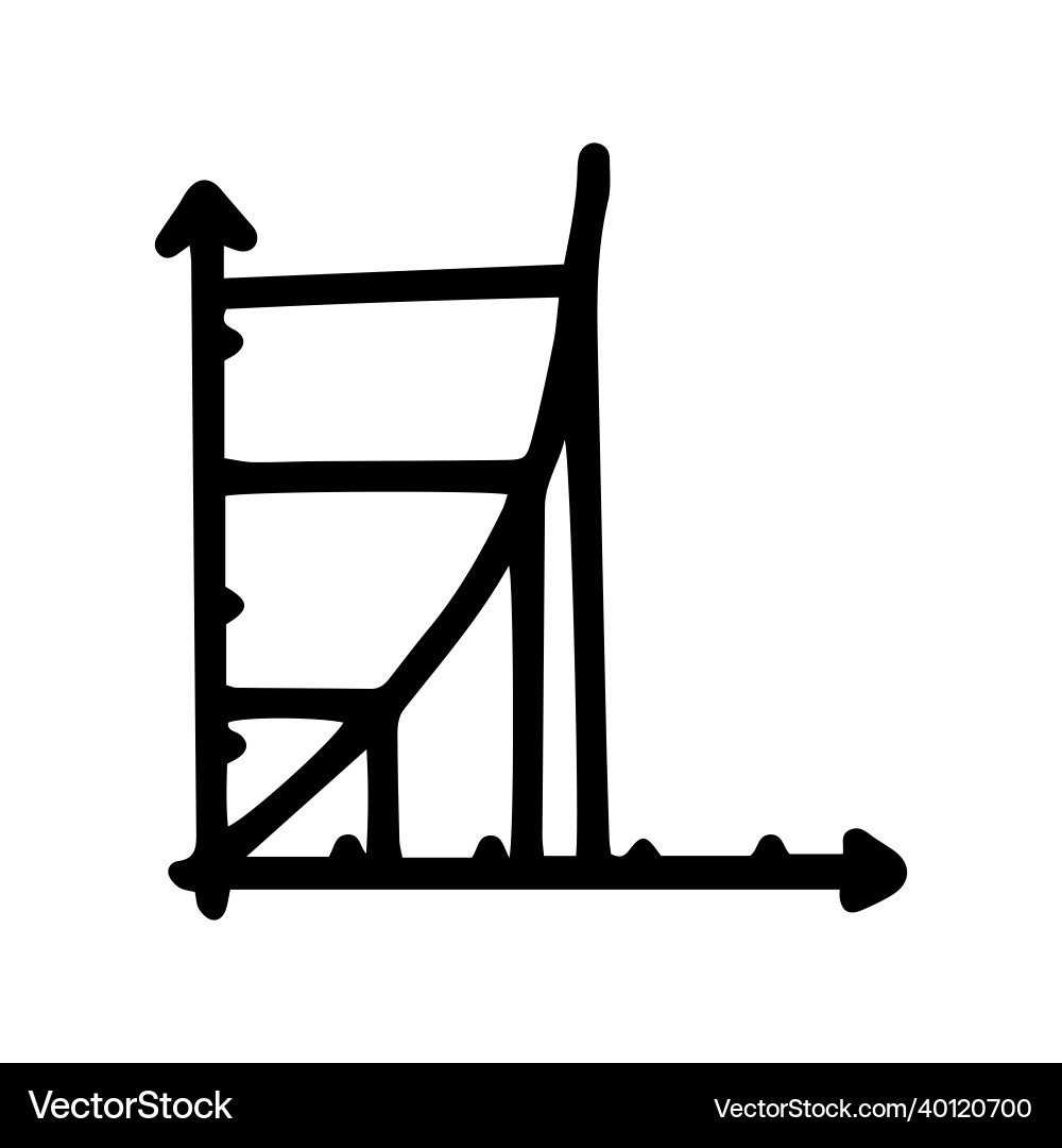 Exponential graph line doodle simple icon Exponential graph line doodle simple icon vector image