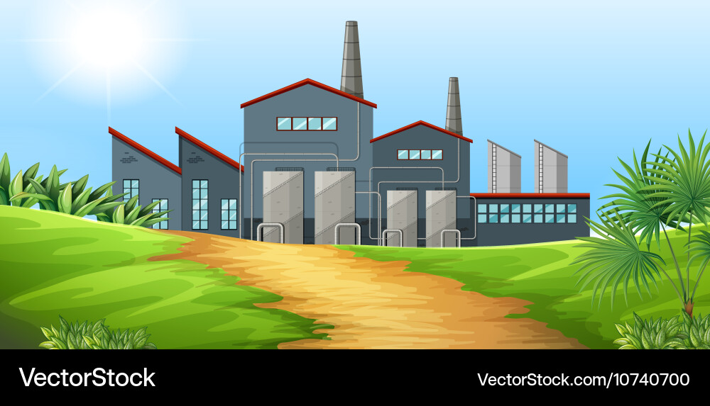 Factory building in the field Vector Image